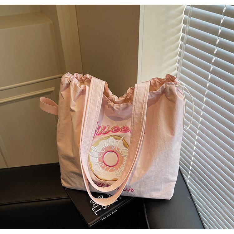 Embroidery Donut Nylon Bag Women's New Fashion Cartoon Commuter Bag Shoulder Handbag