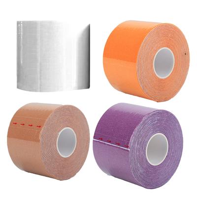 Elastisches Sporttape Übung Physiologisches Tape Neuromuskuläre Bandage für Muskeln Gelenke 4 Stück Weiß Hautfarbe Orange