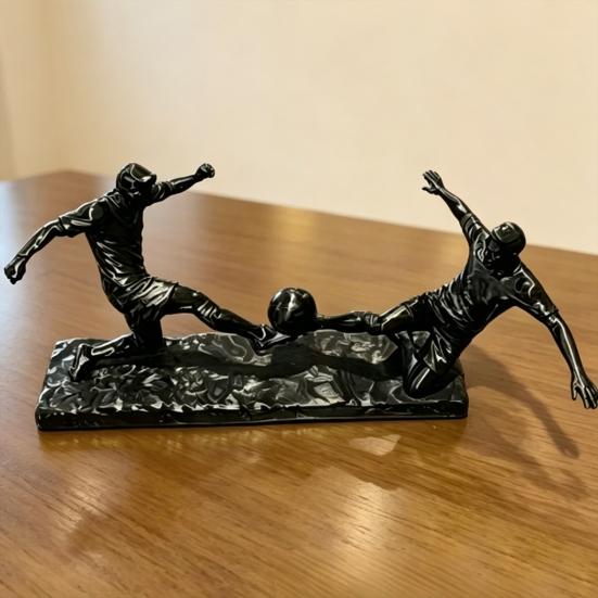 Soccer Player Statue, 3D Printed 2 Men Playing Soccer Figurine, Sports Table Sculpture for Home, Office Decor, Gifts for Sports Lovers, Men