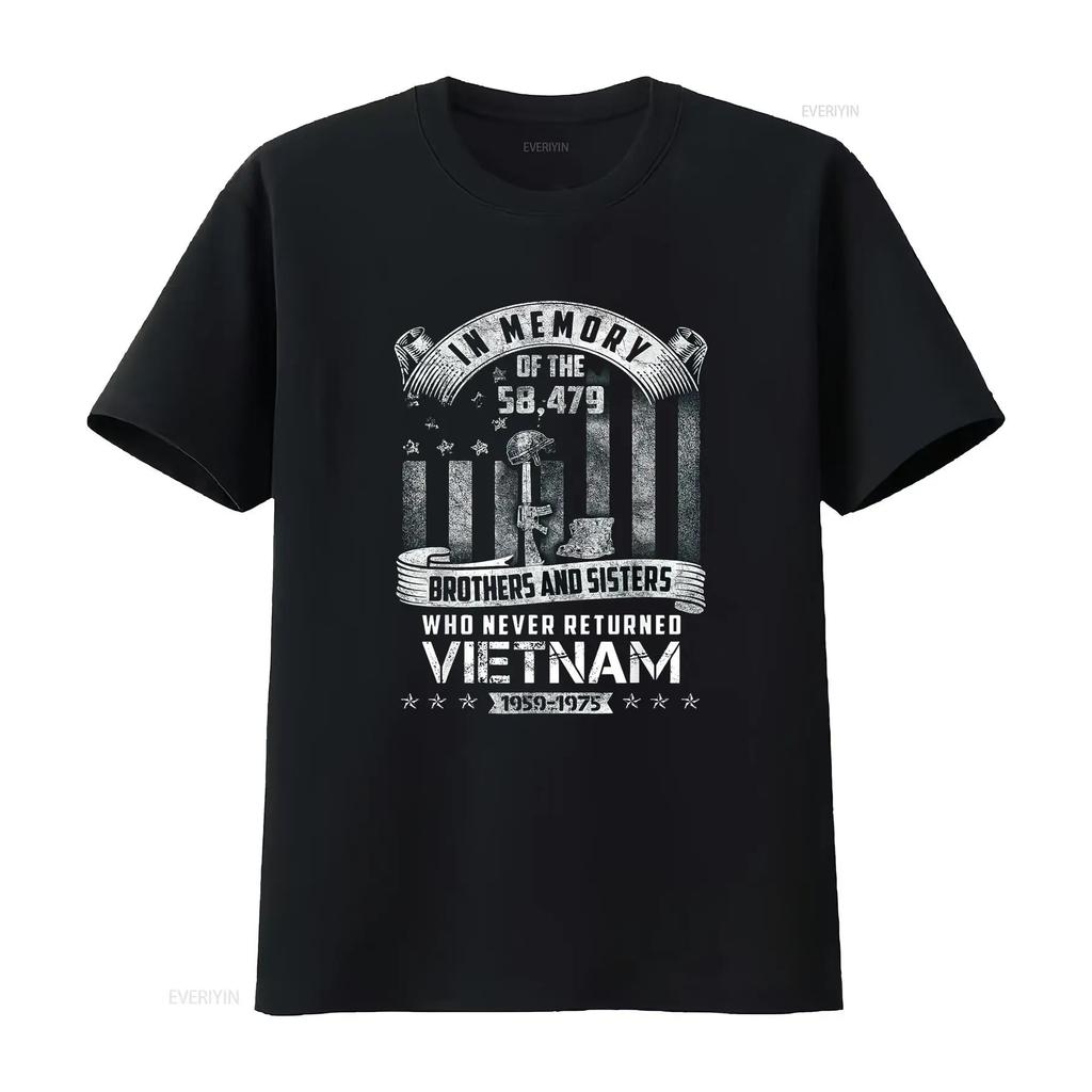 Womens In Memory Of Vietnam Veteran T Shirt Black 2XL Vintage Washed Homme Breathable Soft Unisex Stretched Stylish Comfortable