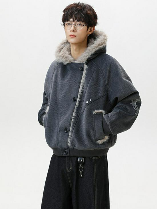 Men's Trendy Mountain Eagle Winter PU Leather Cotton Jacket - Thick, Warm Outerwear for Couples