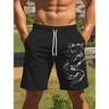 Men's Chinese Dragon Print Shorts - White Line Dragon Pattern Suitable for Daily Wear