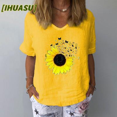 Moda Donna Casual Manica Corta Scollo a V Bluse e Camicie