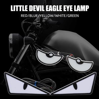 2xMotorcycle Led Demon Eye Light Semicircle Triangle Eye Turn Signal Light Headlight Dynamic Tail Lamp Mini Car Decoration Light