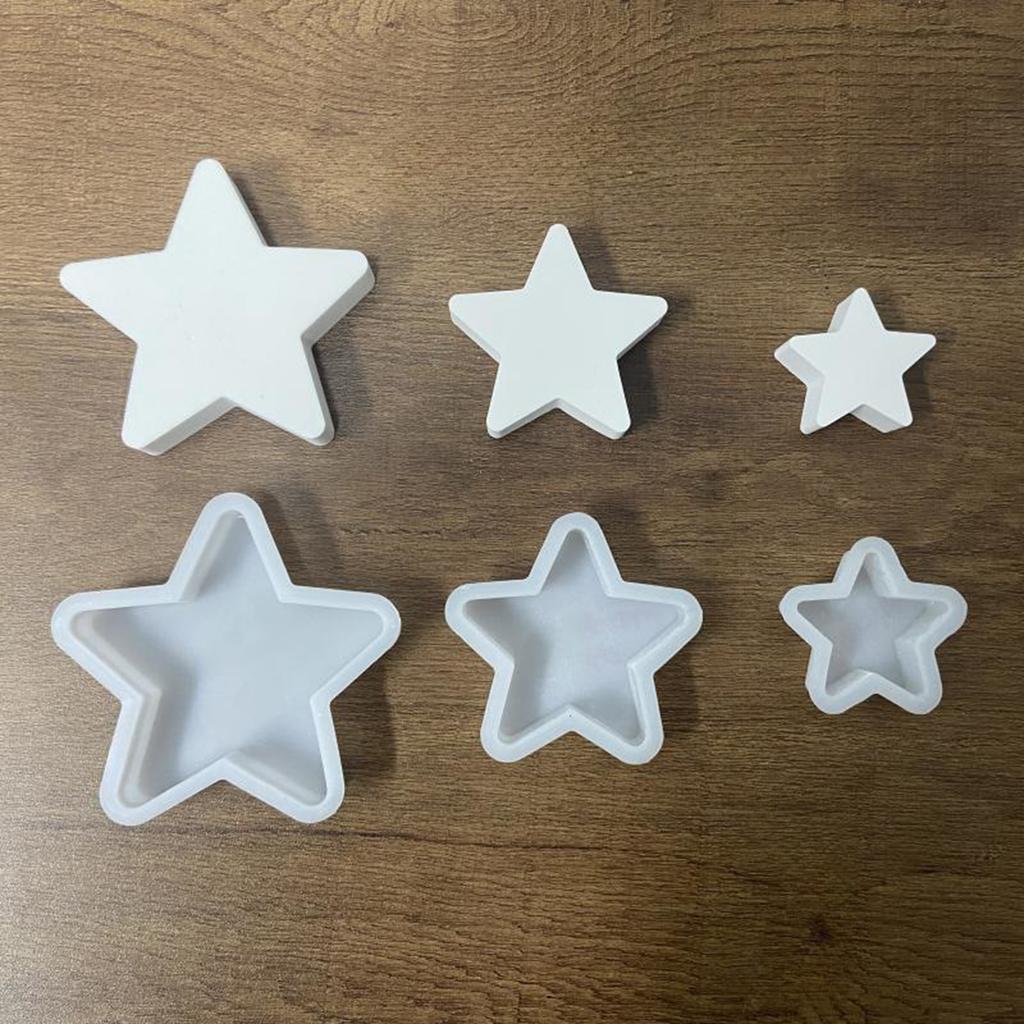 3 Stück Sternform Harzform Ausgehöhlter Stern Harz Silikonform für DIY Gipsornament Handwerk Tischdekorationen