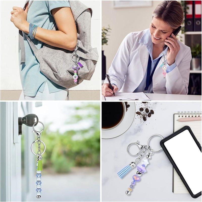 Fresh Bulk Blank For Keychain Making 32 Pcs Beadable For Keychains Bars, Silver Beadable For Keychains Bars And 36Pcs Colorful T