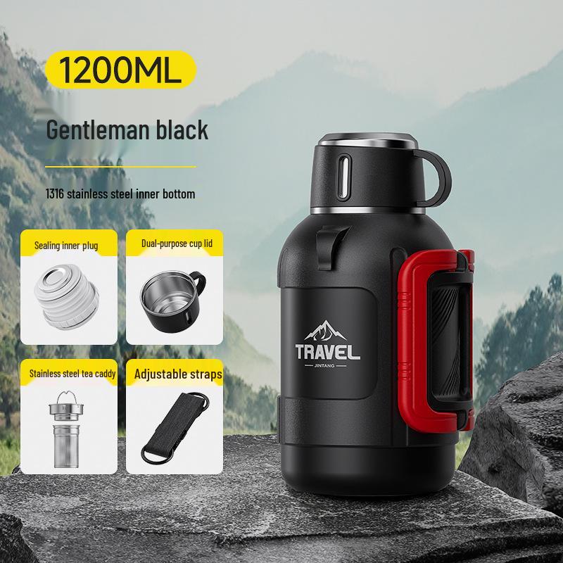 

Large Capacity Stainless Steel Insulated Thermos for Outdoor & Car Use - Short, Fat Design for Hot Water, Tea Brewing, and Household Use