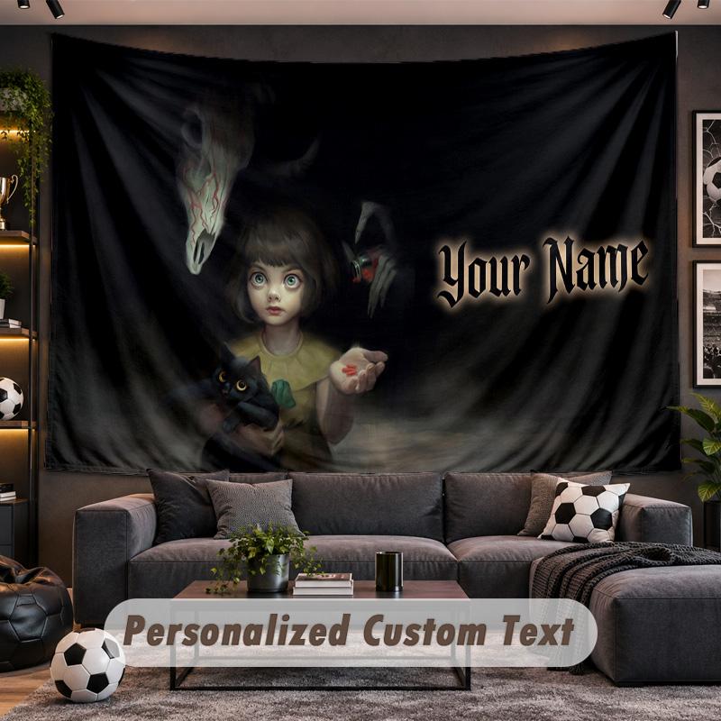 Fran Bow Personalized Tapestry Support Custom Name, Wall Art Home Decoration