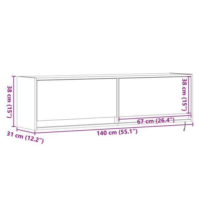 VidaXL Wall-mounted TV Cabinet with LED Lights White 140x31x38 Cm, Wall-mounted TV Unit, Floating TV Unit, TV Stand 852369