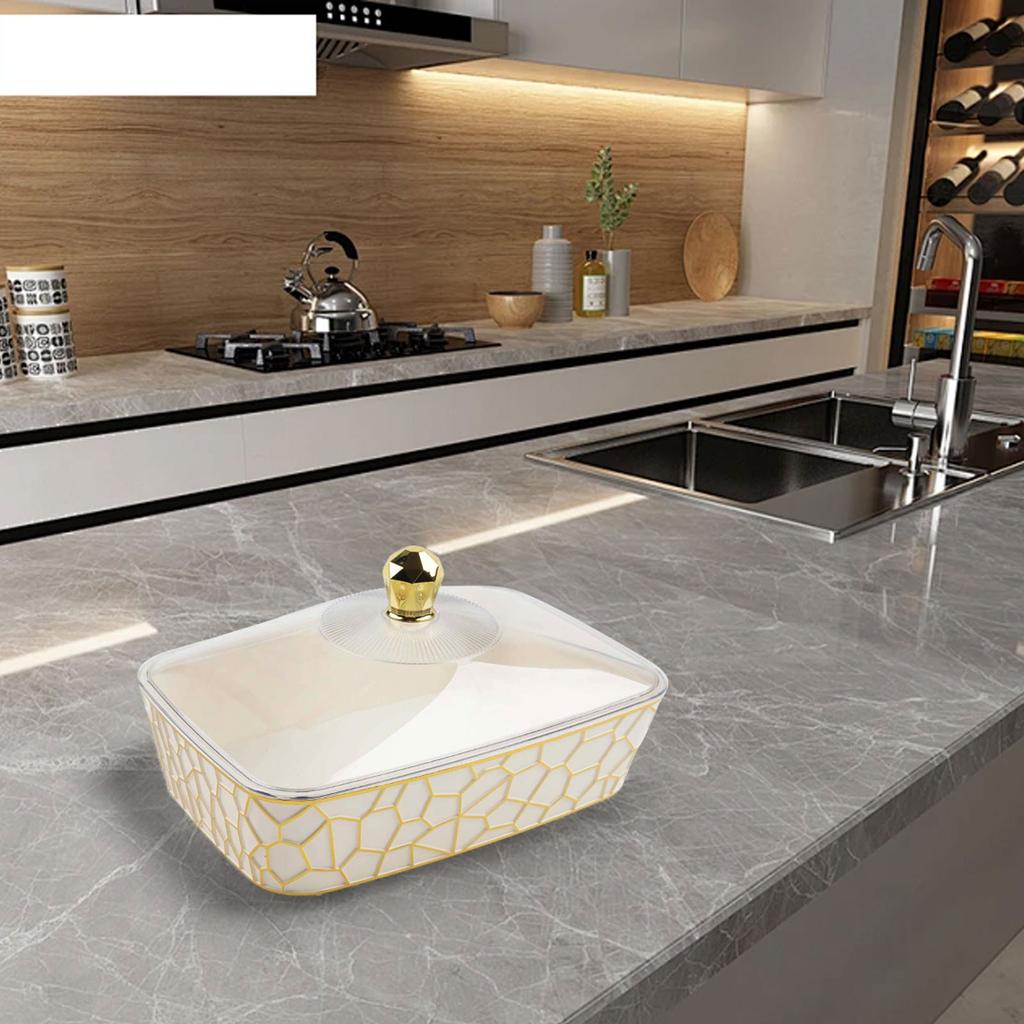 Decorative Snack Plate Gold-rimmed Serving Dish Home Decoration Table Setting 27.5*19*13.5cm Multi Purpose Serving Dish