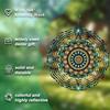 Metal Wind Spinner Autumn Flower Mandala Design in Teal Gold Brown for Garden Patio Balcony Decor All Season Outdoor Wind Chime