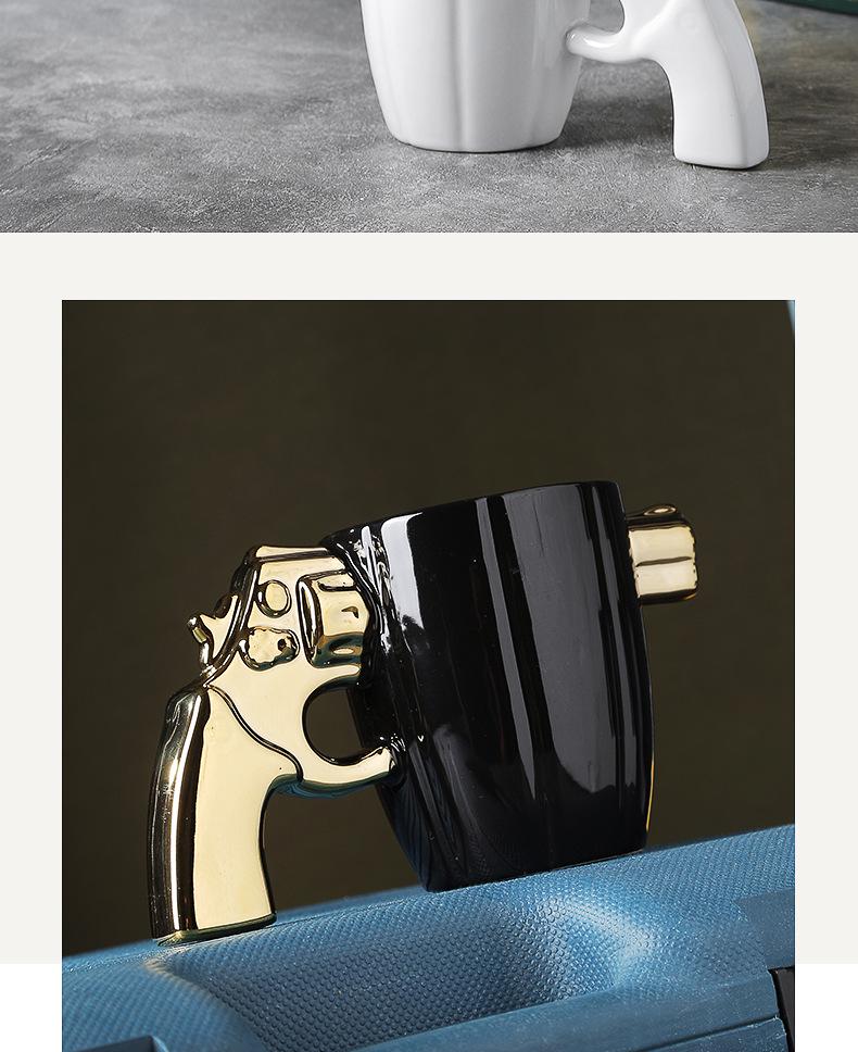 Military Style Explosion-Proof Ceramic Mug: Creative Revolver-Shaped Coffee Cup with Large Capacity