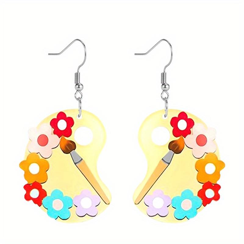 Drawing Board Paint Tray Acrylic Drop Earrings for Women Girls Y2K Colorful Light Bulb Stud Earrings Festival Valentine's Day Jewelry Christams Gifts