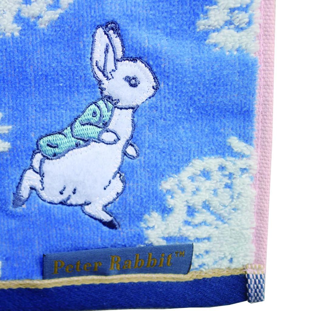 Marushin Peter Rabbit Blue Blooming Hand Antibacterial and Deodorizing 5605012200 Towel, No-Twist Yarn, Finish,