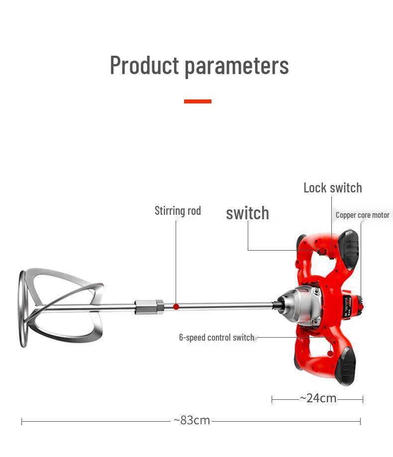 Electric Handheld Mixer for Industrial Putty, Paint, and Cement