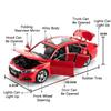 1:24 HONDA ACCORD Miniature Car Model Toys Alloy Diecast Vehice 6 Door Opened Sound Light Pull Back Toy Children's Birthday Gift