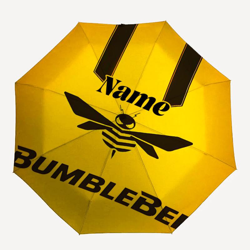 

1PC Bumblebee Logo Custom Name Automatic Open/Close, 8-Rib Durable Frame Compact Travel Umbrella for Men & Women D1222078