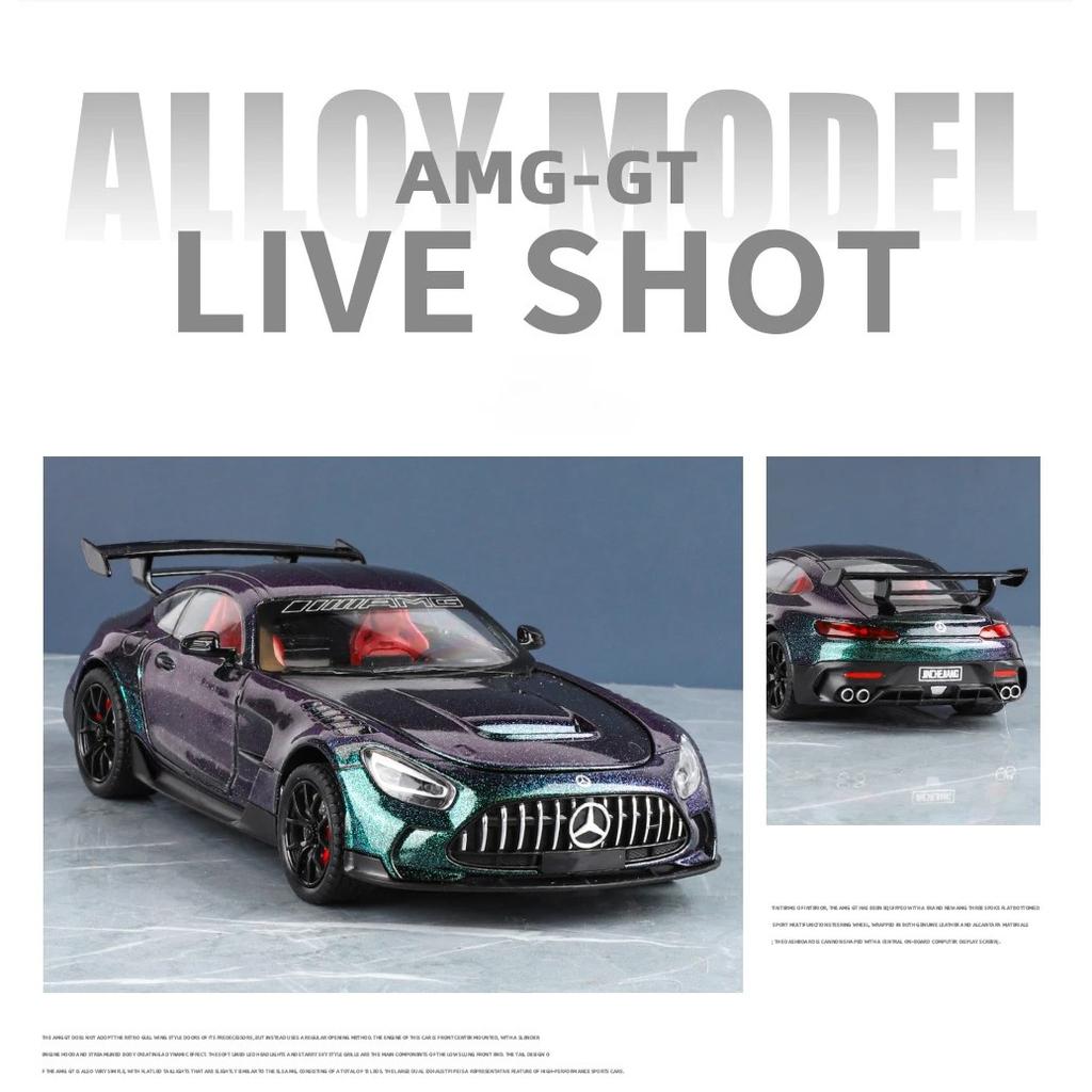 1/24 Benzs-GT GTR Alloy Sports Car Model Diecast & Toy Vehicles Metal Racing Car Model High Simulation Sound and Light Kids Gift