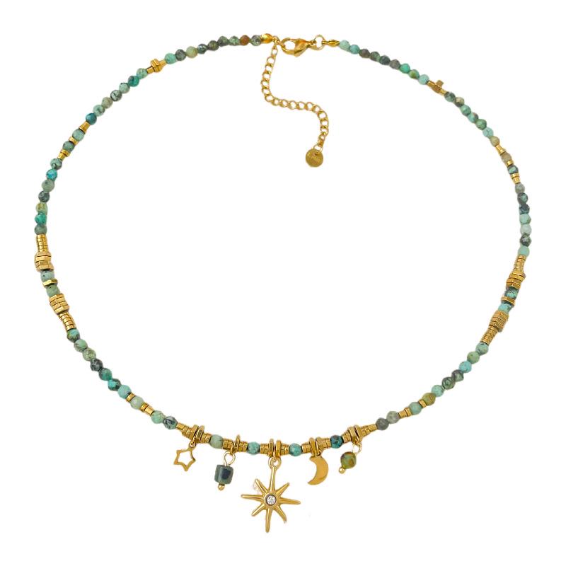 Handmade High-End Beaded Necklace: Versatile, No-Fade Natural Stone Design for Women