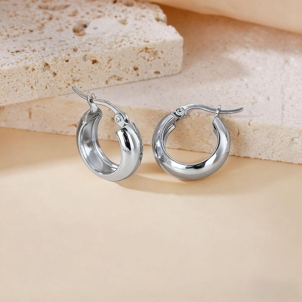Titanium Steel Light Luxury Colorfast Hoop Earrings with High-End Feel