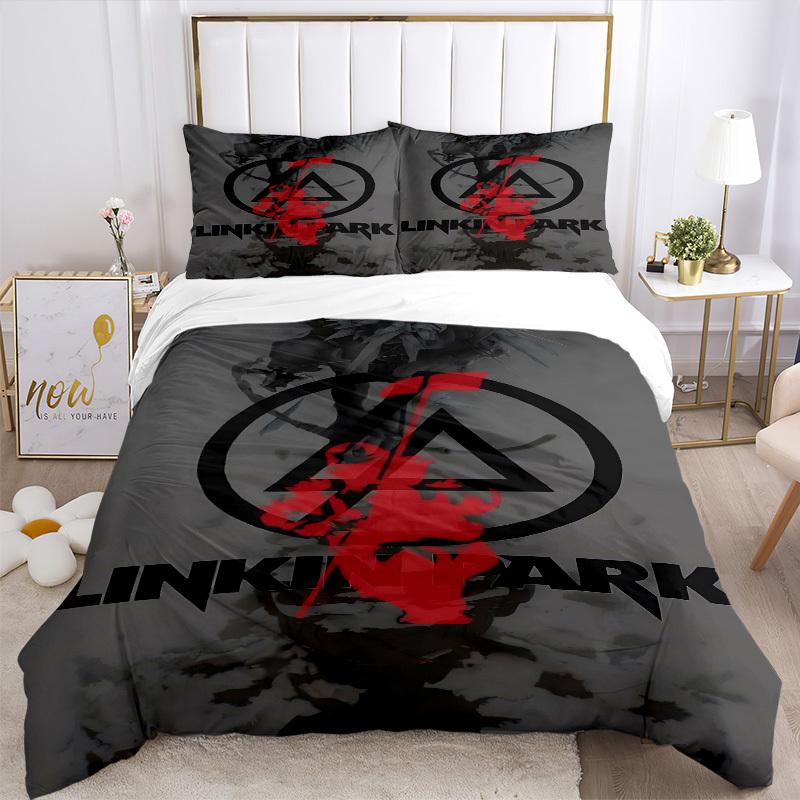 3pcs Linkin Park Band Merchandise Duvet Cover Set - Machine Washable, Includes 1 Duvet Cover and 2 Pillowcases, No Core Included, All-Season
