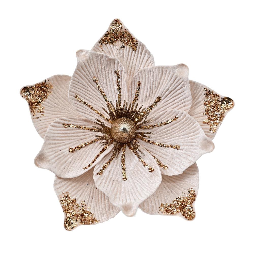 Gold Dust Christmas Flower Christmas Tree Ornament Accessories Christmas Wreath Ornament Christmas Decoration Flower Head False Flower