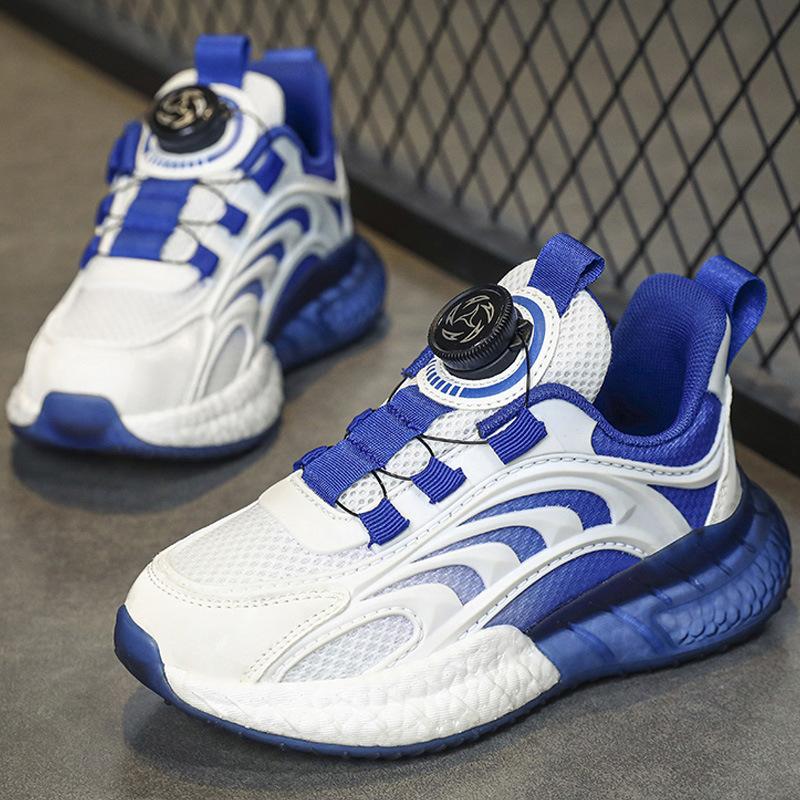 Classmate boys sports shoes 2025 spring and autumn new running shoes summer mesh buttons children's breathable single mesh shoes