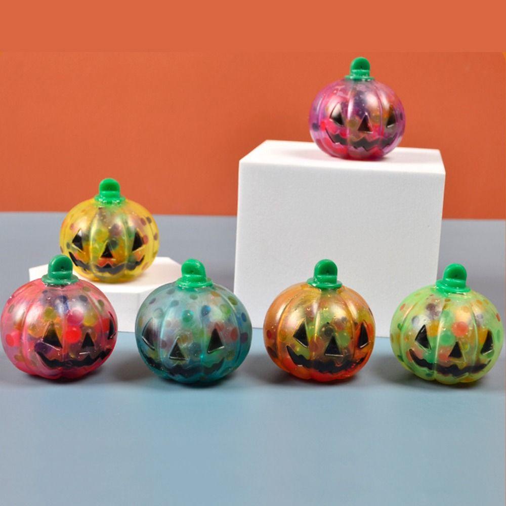 Colorful Halloween Shiny Fidget Toy Soft Pumpkin Stress Balls Squishy Squeeze Ball Halloween