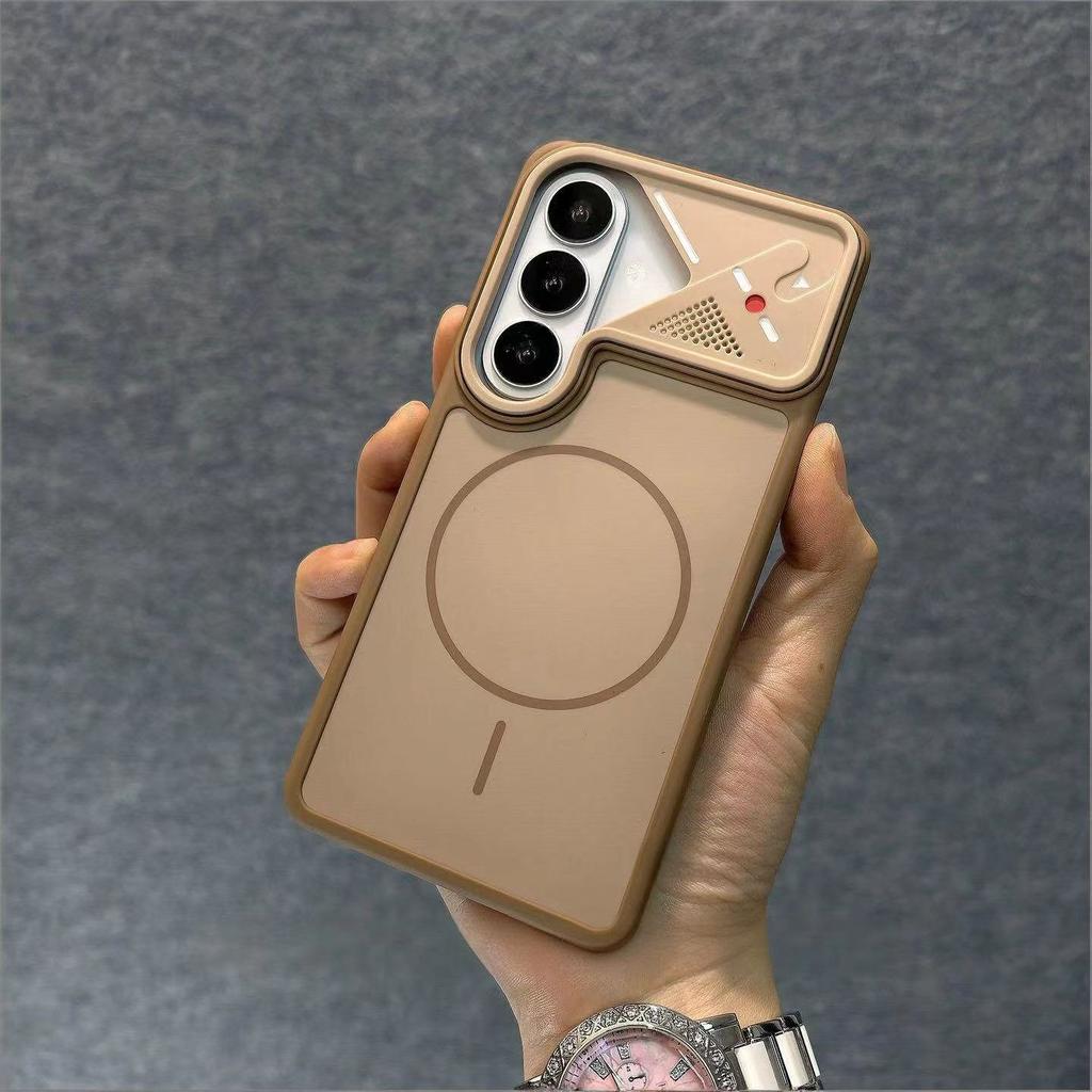 Applicable to Samsung S26Ultra mobile phone case, skin contrast color matte, magnetic suction S26 anti-drop mecha wind frame
