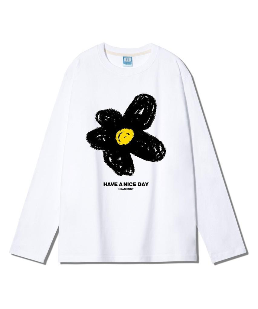 Geulaenpini Daisy Flower Regular Long Sleeve - White