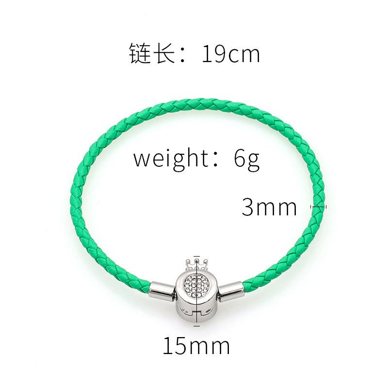 Accessories Niche Design Titanium Steel Diy Handmade Crown Press Buckle Bracelet Fashion Weave Leather Hand Rope Women