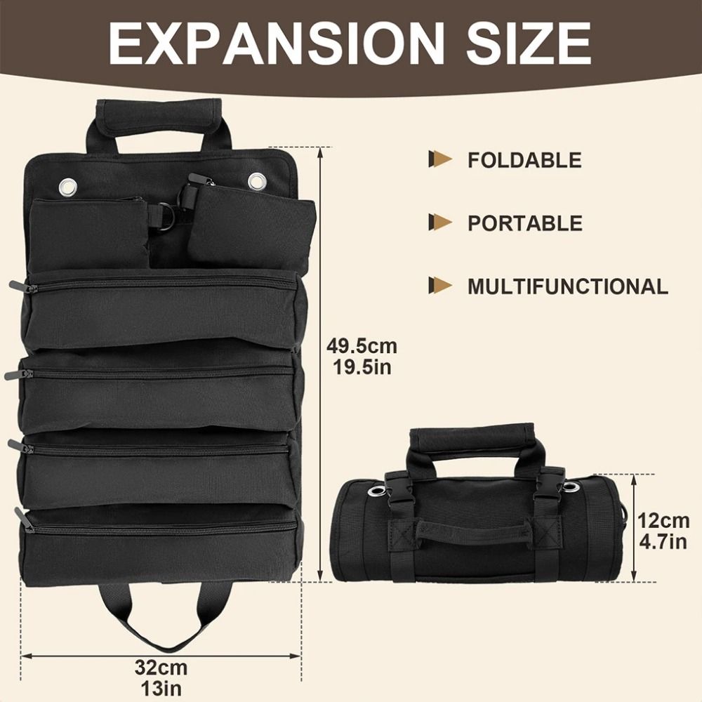 Multiple Pockets Tool Bag Durable Material High Quality Roll Type Bag Multiple Compartments Rolled Up Electrician Bag