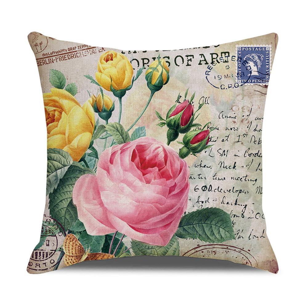 New Home Soft Furnishings Retro Butterfly Newspaper Linen Sofa Office Pillow Cover Cushion Cover