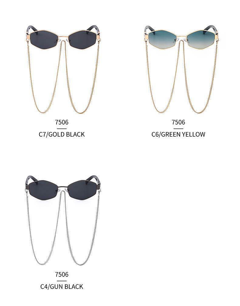 Korean Style Women's Round Frame Sunglasses with Fashion Chain