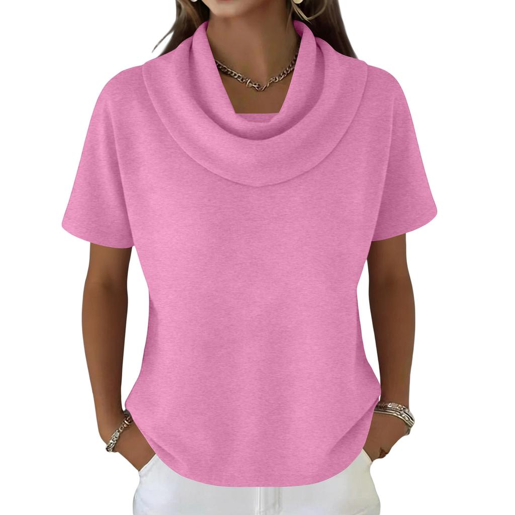 Women's Casual And Fashionable Round Neck Short Sleeved Color Top Sweater