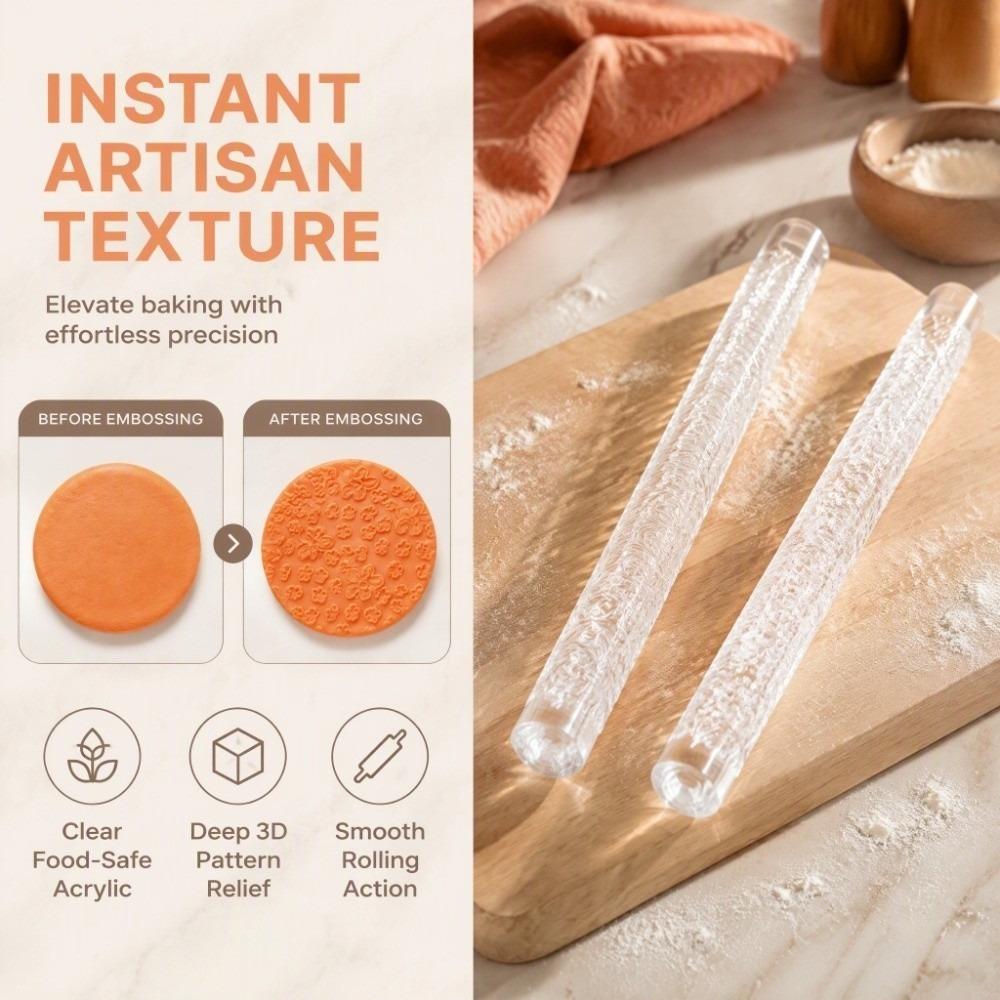 Acrylic Fondant Rolling Pin Non Stick Engraving Rolling Pin Fondant Decorating