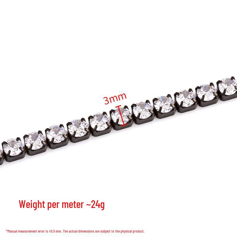 Multi-style Stainless Steel Chain with Crystal Zirconia for Handmade DIY Jewelry, Non-fading Bracelet and Necklace Accessory