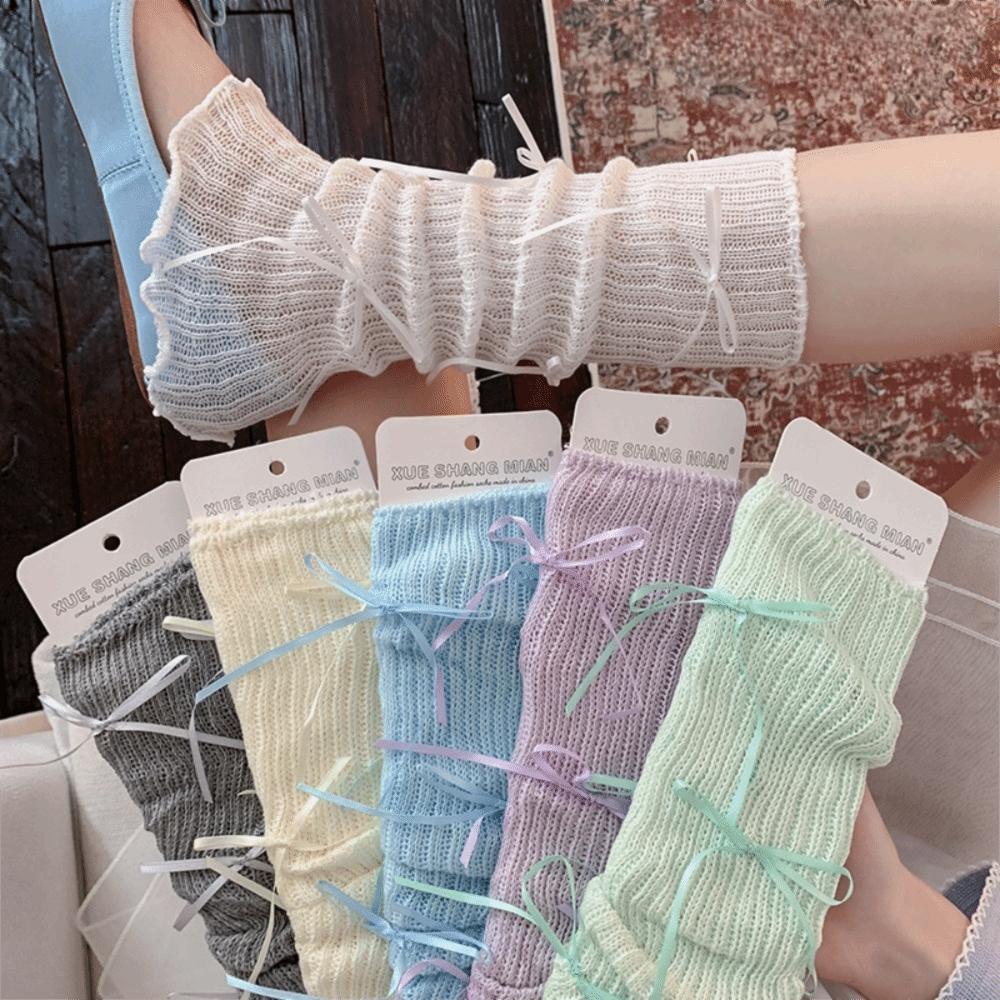 Bow Decor Sock Cuffs Cotton Slouch Socks Soft Fabric Leg Sleeves Girls
