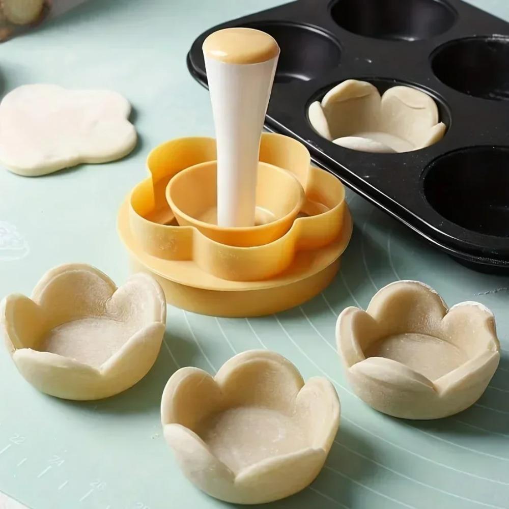 1Set Tart Shells MoldFlower Shaped Pastry Tamper Mini Tart Tamper Shell Maker Cake Mold Creative Cake Cup Presser Biscuit Mold