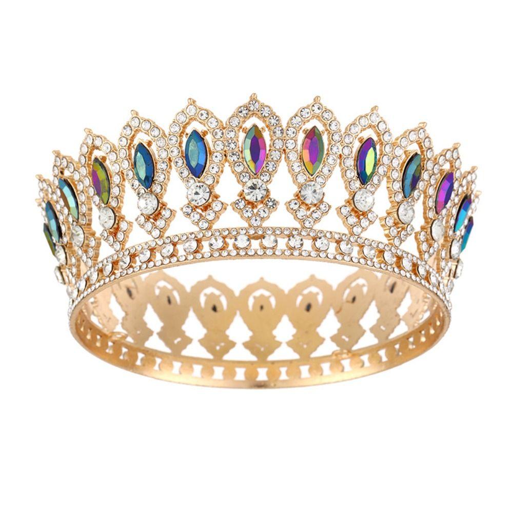 European Princess Queen Tiara Round Bridal Wedding Crowns Baroque Pageant Crowns  Birthday Party