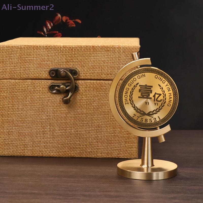{MX} 100 Million Small Target Spinning Brass Ornament Light Luxury Office Desktop Decor Craft Creative Stress Relief Ornament