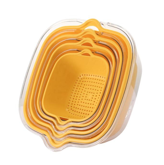 8pcs Household Kitchen Tools Double Layer Multi-function Sink Strainer Fruit Vegetable Washing Bowl Plastic Drain Basket