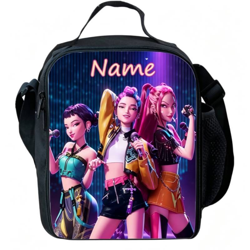 Kpop Łowca Demonów Torba na lunch z geometrycznym wzorem dla dzieci Przenośny izolowany pojemnik na żywność