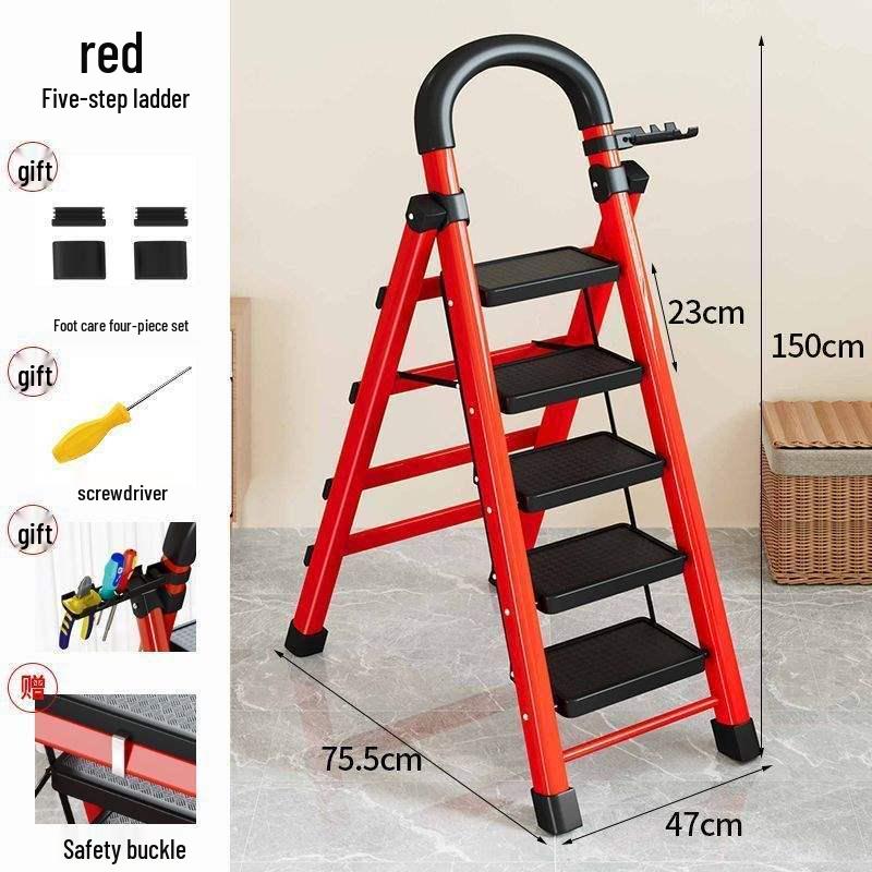 Немецкая 4-ступенчатая складная лестница-стремянка А-образной формы: Комнатный многофункциональный телескопический стул