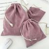 3pcs/set Solid Color Corduroy Drawstring Cosmetic Bags Gift Package Storage Bag Travel Cosmetic Lipstick Makeup Organizer Pouch