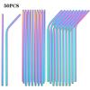 50pcs Rose Gold Drinking Straw Set 304 Stainless Steel Straws Milk Shake Fruit Juice Tea Cocktail Straw Kitchen Bar Accessories