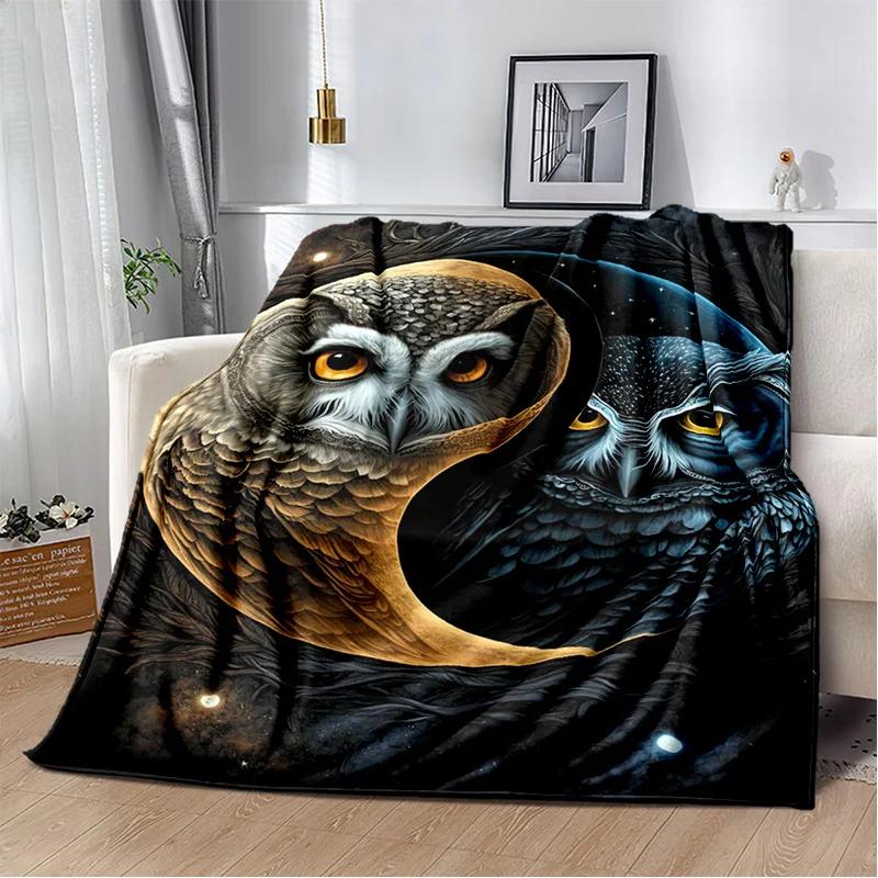 HD Colourful Cute Owl Cartoon Blanket,Soft Throw Blanket for Home Bedroom Bed Sofa Picnic Travel Office Rest Cover Blanket Kids