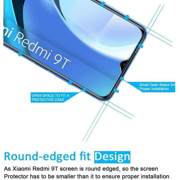 Film de protection en verre trempé - Redmi - 9T - Lot de 4 - Résistant aux chocs - Transparent