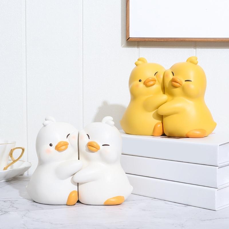 2Pcs Cartoon Duck Book Ends for Shelves Animal Shape ABS Bookends Book End Decorative Book Stoppers for Shelves Desk