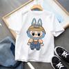 Labubu Cartoon Children's Short Sleeved T-shirt Casual Top Unisex Summer Round Neck Printed Girls' Clothing